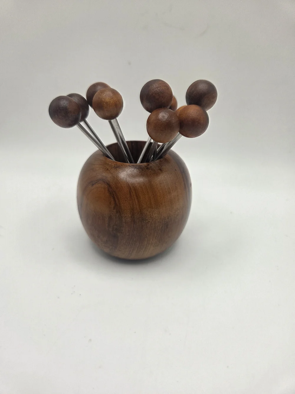 Vintage Oliv Art MCM Picks And Holder Olivewoid Bareware/Charcuterie
